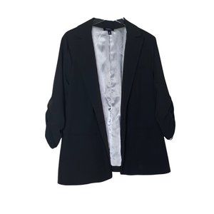 Torrid Womens Black Lined Ruched Sleeve Faux Pockets Jacket Blazer Size 2X